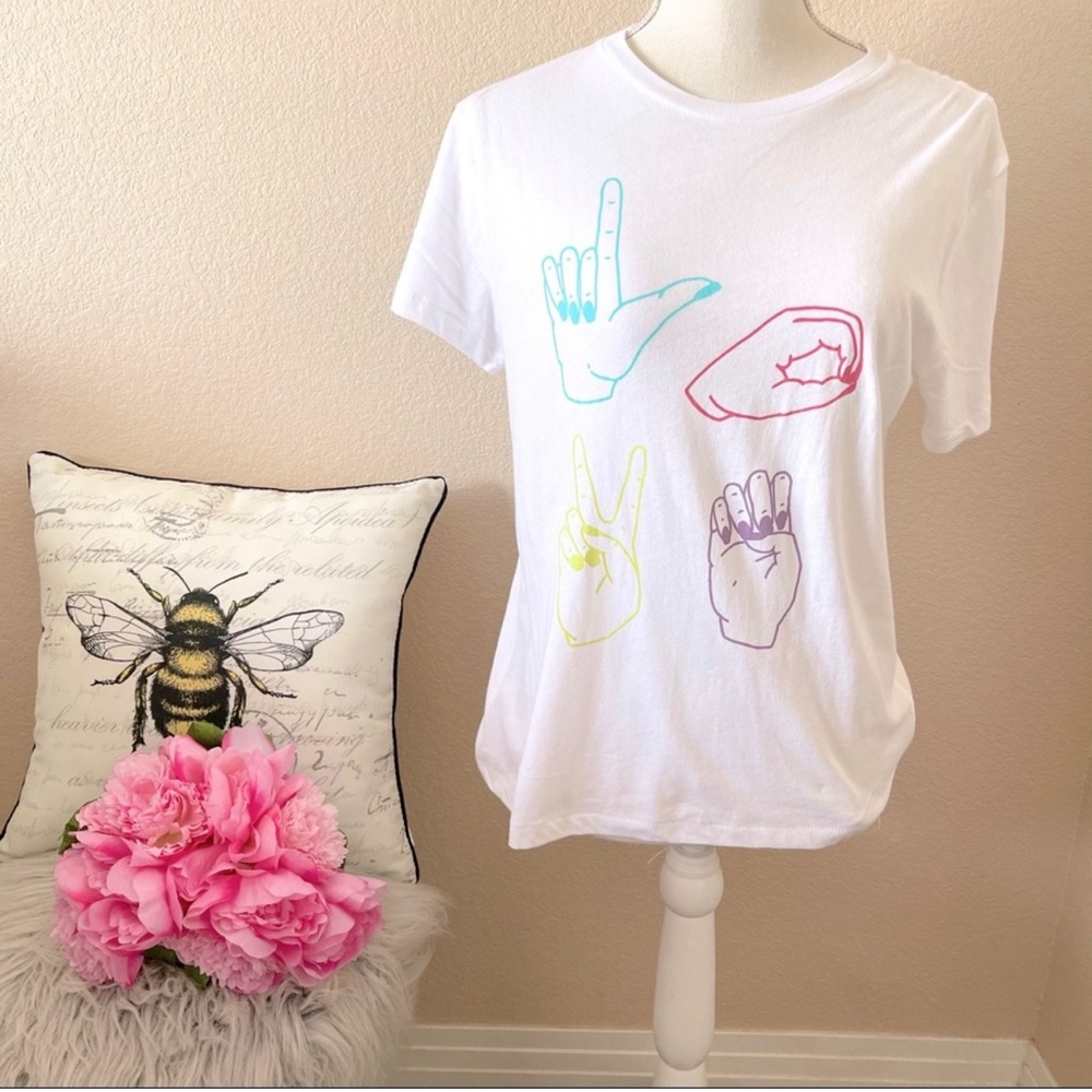 Wildfox Love sign language graphic tshirt small